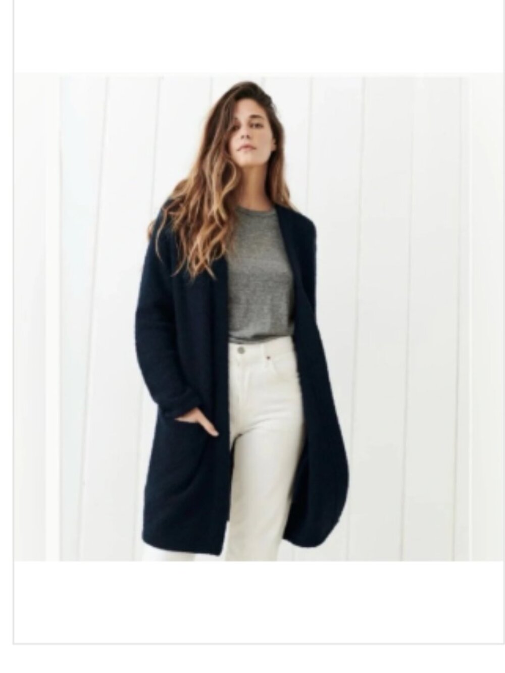 Jenni Kayne Cardigan Sweater Coat Wool Yak Navy Blue Sz S